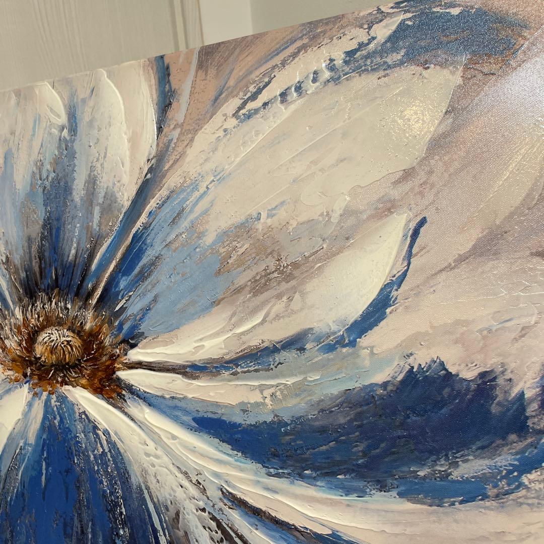 北欧 インテリア　キャンバス　アート　花　ホテル モダン　抽象　ブルー