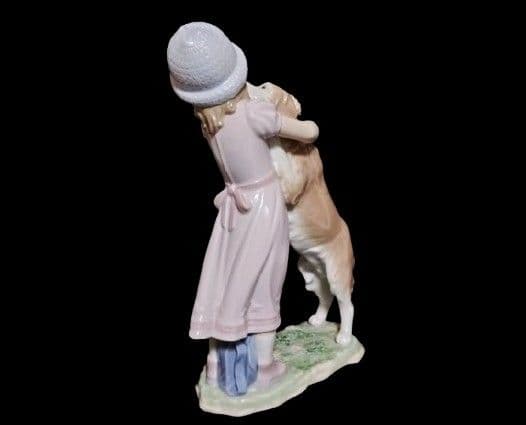 極美 LLADRO リヤドロ 待ってたよ！ 犬と少女 西洋陶磁 陶芸 2002年