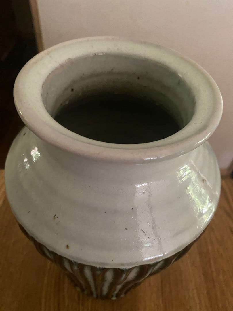 陶器　花器　島根県松江　袖師窯 尾野友彦　しのぎ