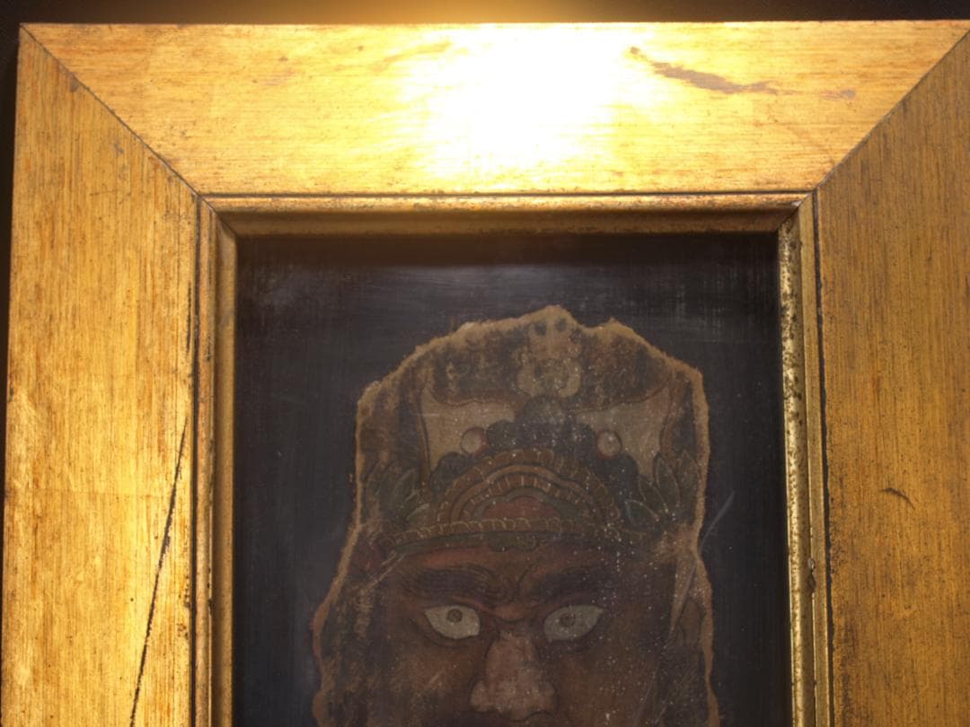 骨董市掘り出し品 中国唐時代　敦煌莫高窟壁画 彩絵　人物像 AK1944A7-2