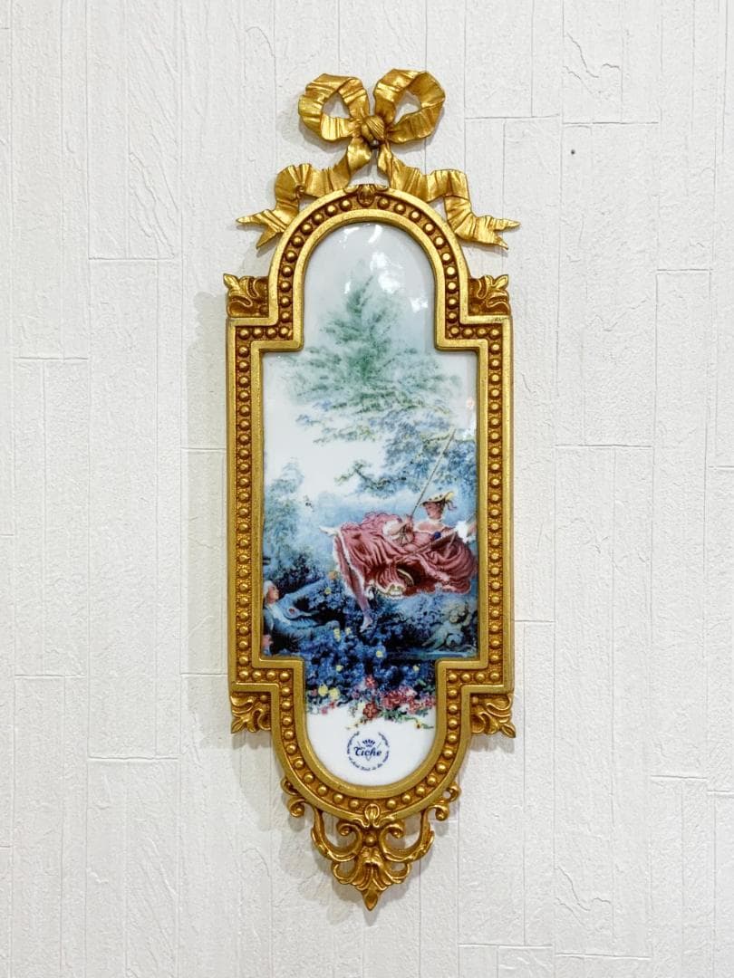 イタリア製 ウォールデコ ローズガーデン 宮廷 貴婦人 庭園 陶器 アート