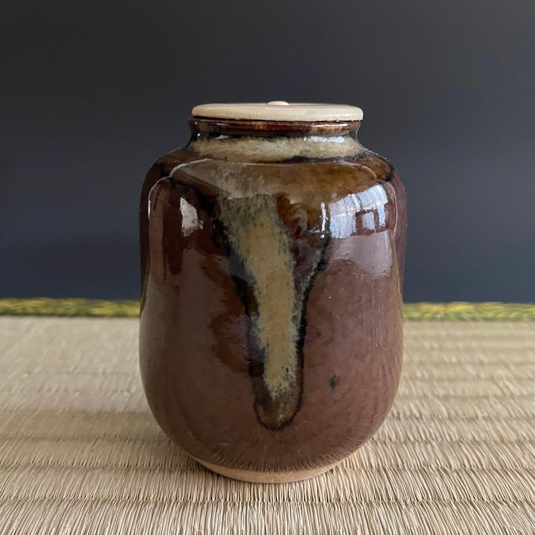 膳所焼 陽炎園 玉柏手 茶入 茶道具 骨董品 301