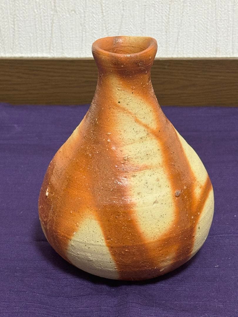 備前焼　金重道明　備前緋襷一輪花入