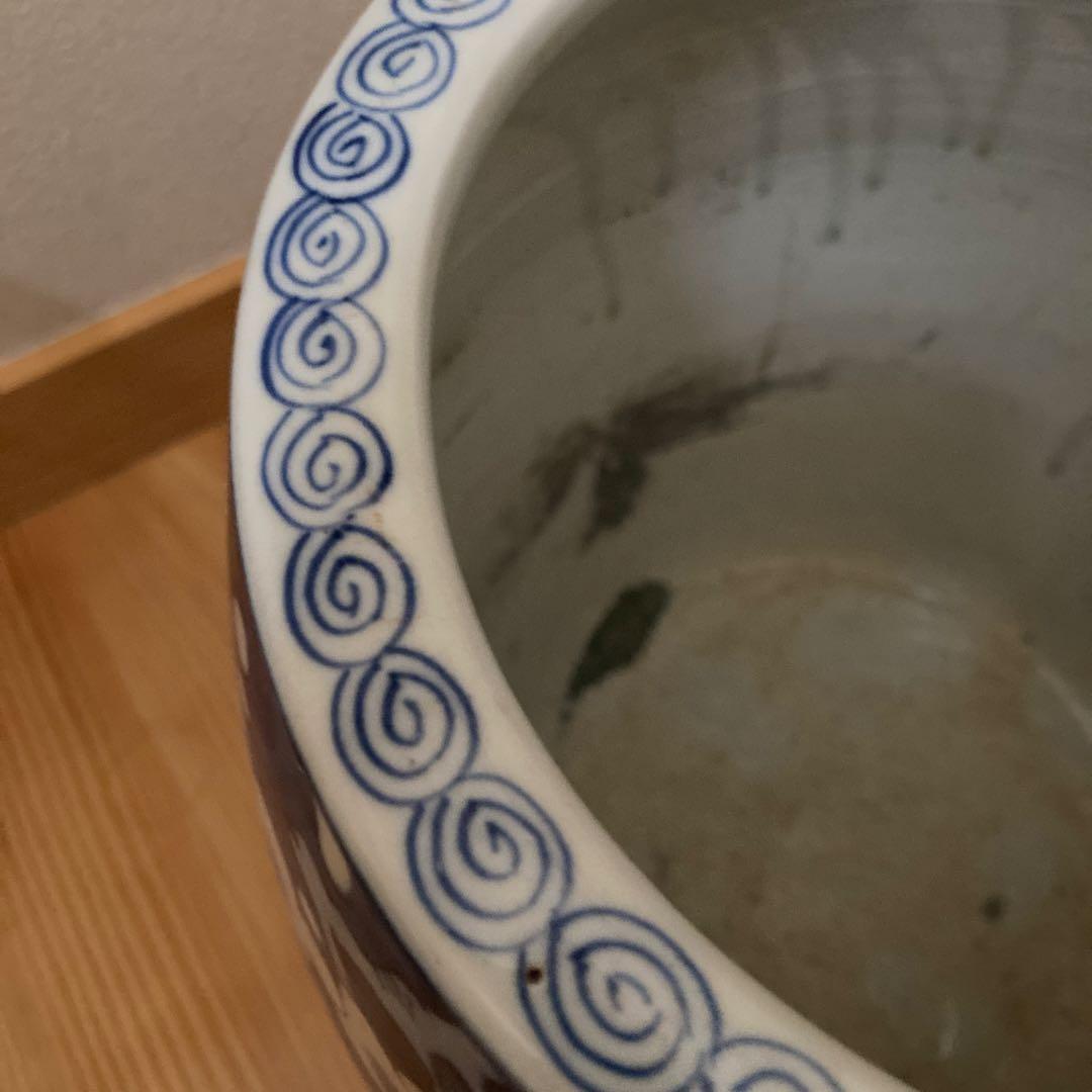 呉須　梅の花　火鉢　磁器　陶器