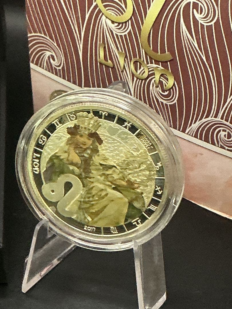 ミュシャ × 黄道十二宮 ― 獅子座、Leo　銀メッキ付き白銅貨