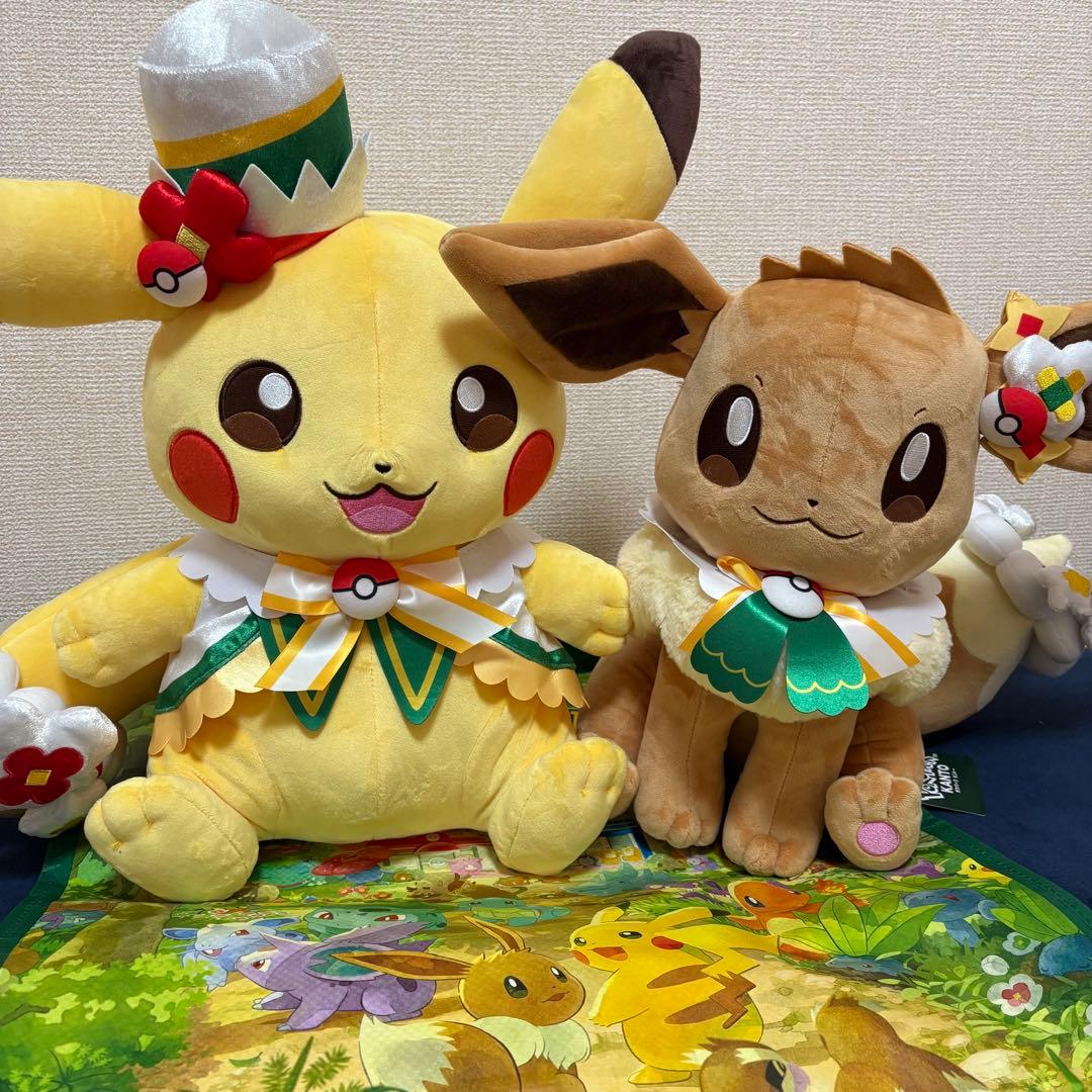 【新品タグ付き】ポケパークカントー限定品　ピカチュウ イーブイ ぬいぐるみセット