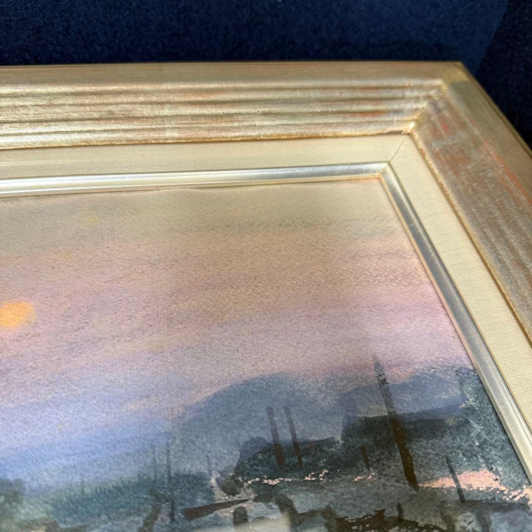 絵画 宮田耕二 船だまり 氷見にて 風景画 水彩画 F6号 直筆 サイン入り