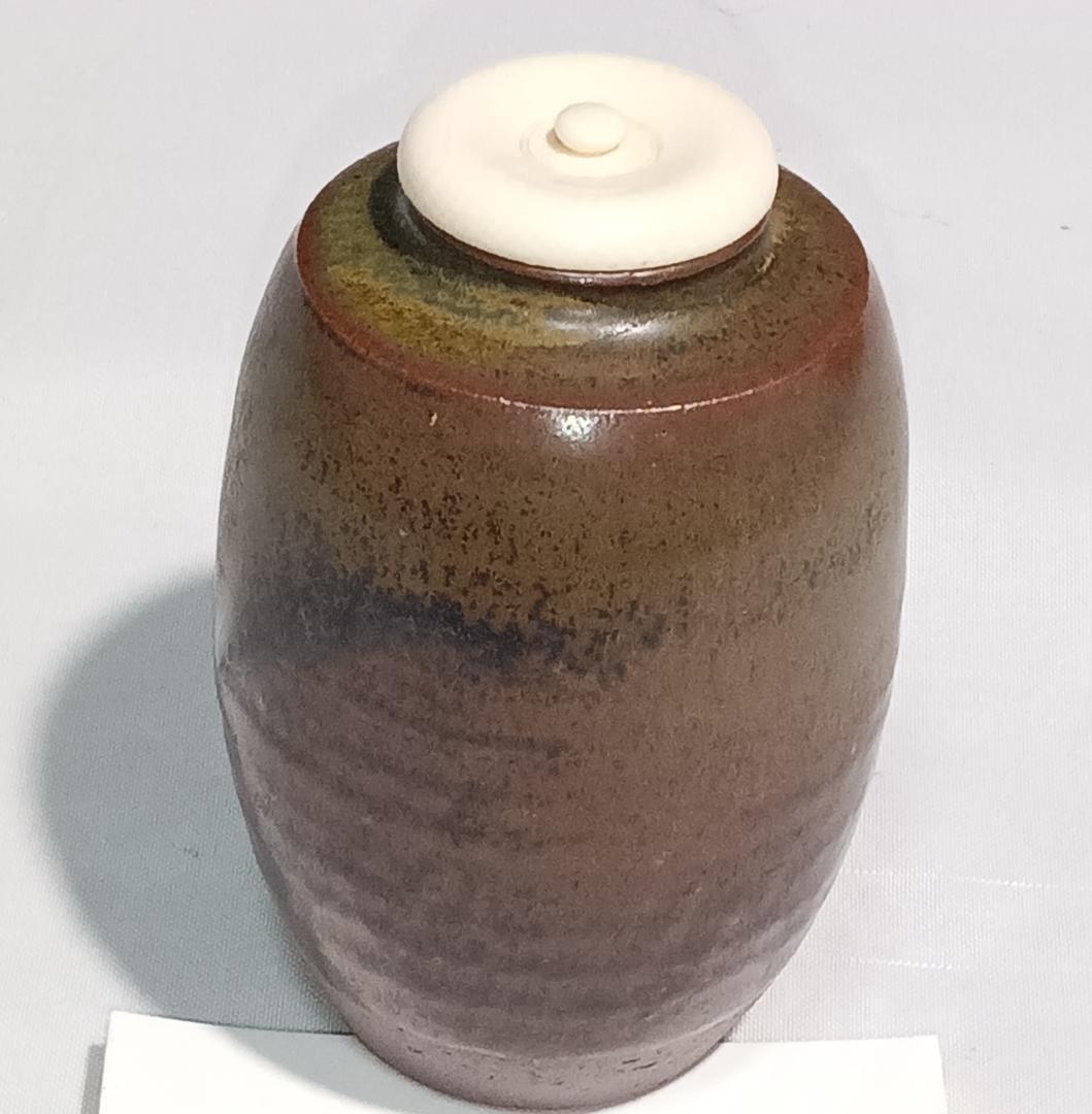 茶道具　丹波立杭焼　尾中信水窯　丹波肩衝茶入　鎌倉間道仕覆付　美品！！