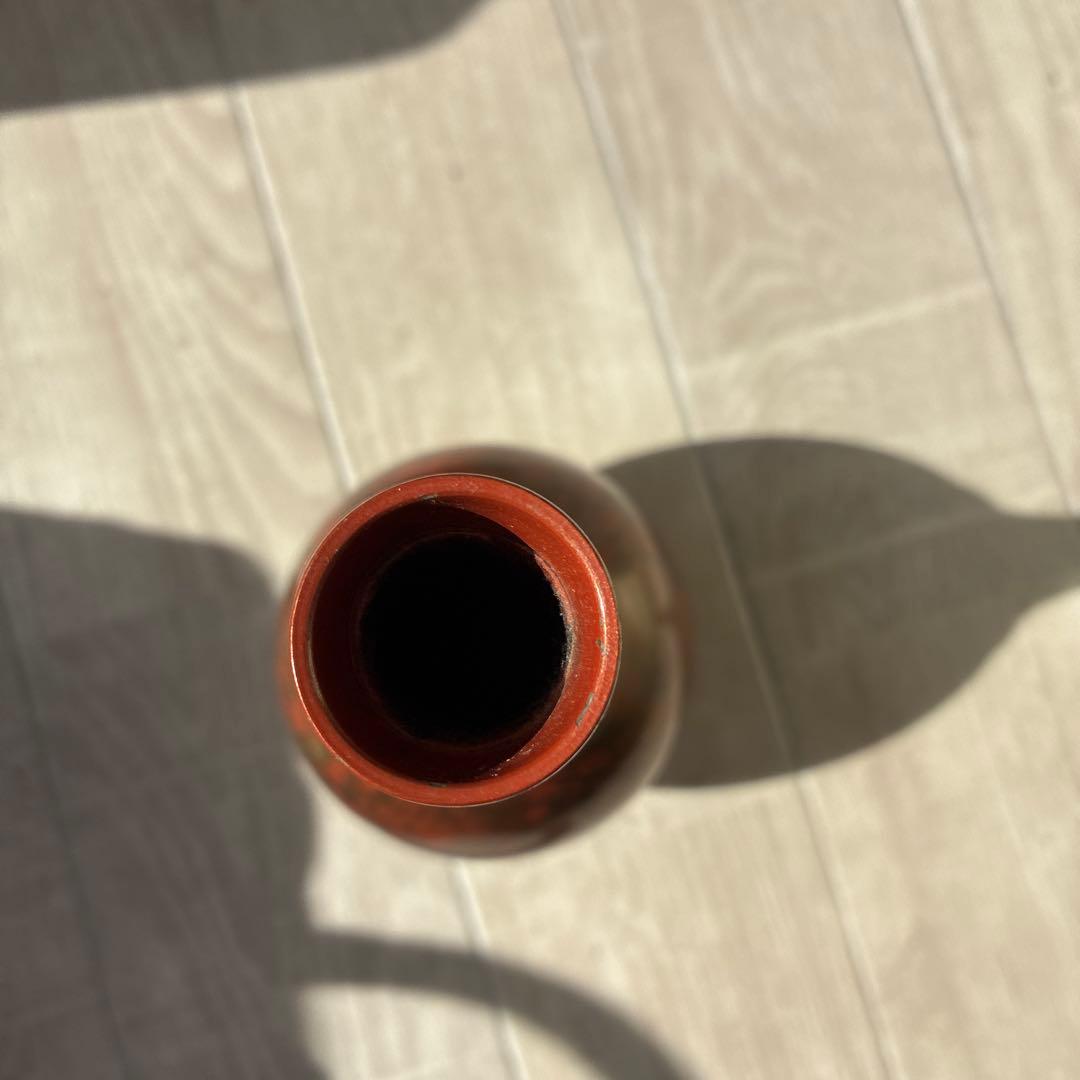 高岡銅器 花瓶 晴山作 赤系 花器 金属製 伝統工芸品 作家物