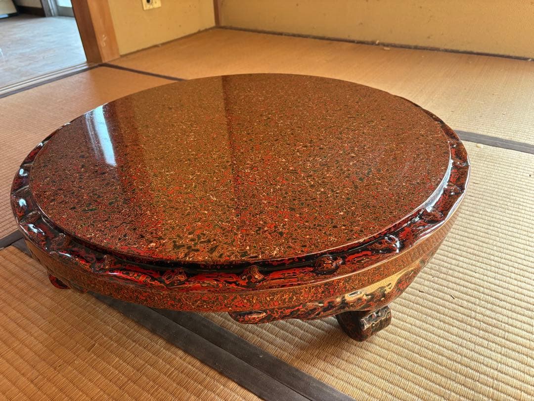 早い者勝ち 昭和レトロ 津軽塗り 螺鈿 円卓 座卓 ちゃぶ台 ローテーブル