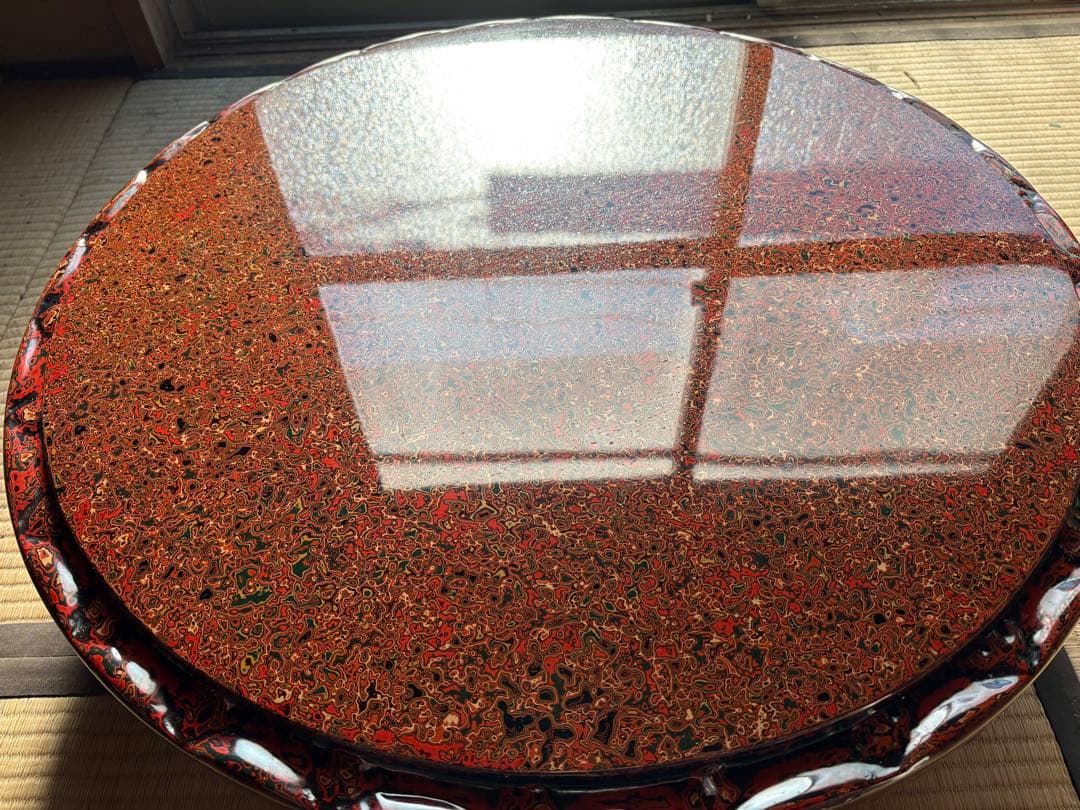 早い者勝ち 昭和レトロ 津軽塗り 螺鈿 円卓 座卓 ちゃぶ台 ローテーブル