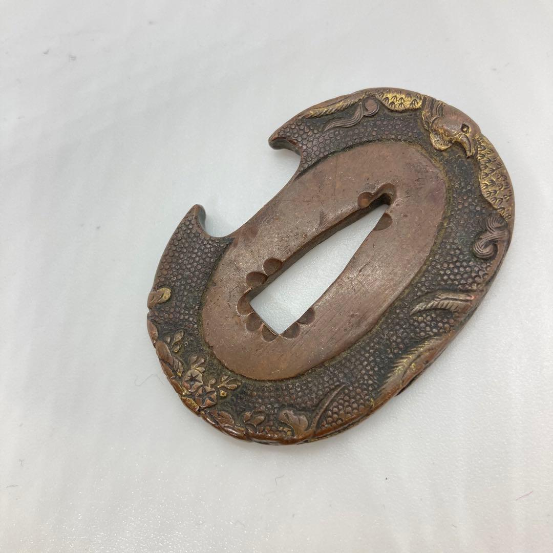 121806 アンティーク金工　刀剣　五三の桐鳳凰　柄　かんざし　帯留めに