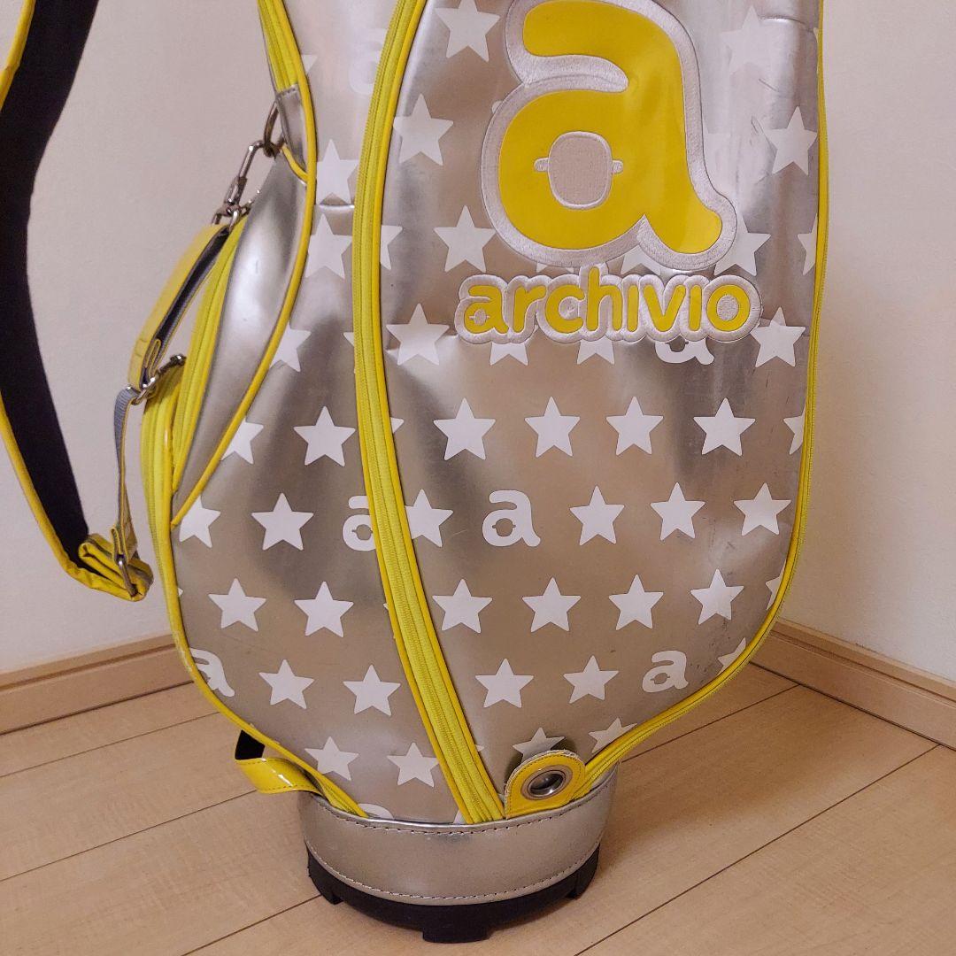 ARCHIVIO アルチビオ キャディバック シルバー/イエロー★ヘッドカバー付