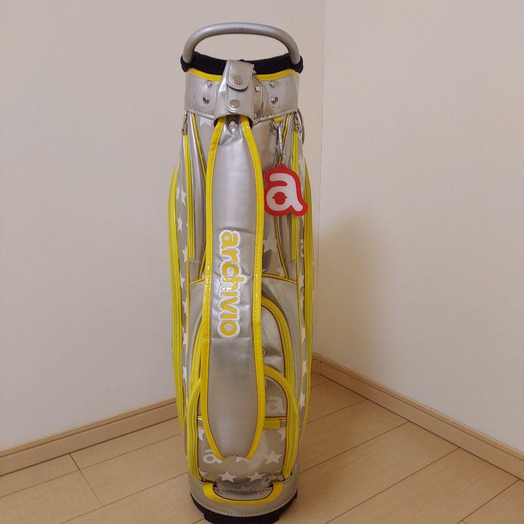 ARCHIVIO アルチビオ キャディバック シルバー/イエロー★ヘッドカバー付