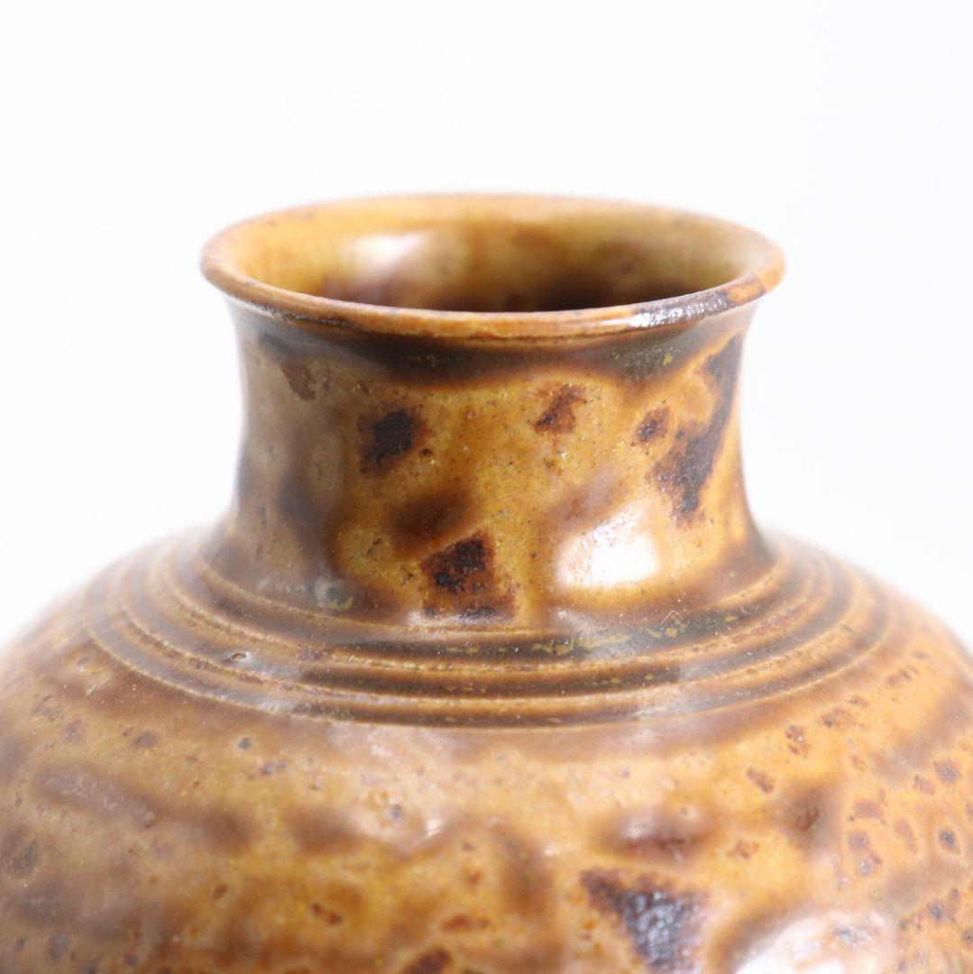 笹田仁史作 唐物大名物 利休丸壷写 茶入 藤種緞子仕覆付 茶道具　V905　N9