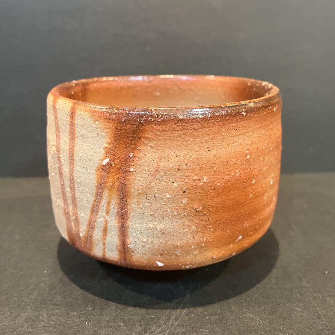 新品　人間国宝　伊勢崎淳　茶碗／陶歴共布共箱あり　緋襷　個展購入品