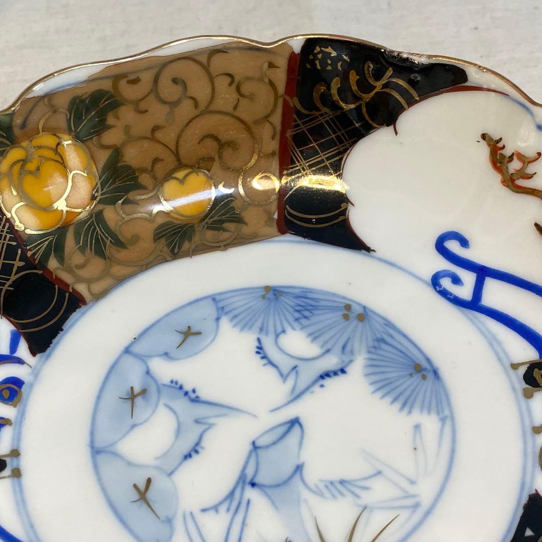 大聖寺伊万里　伊万里　古伊万里　なます皿　色絵　金襴手　松竹梅　花の図　2客