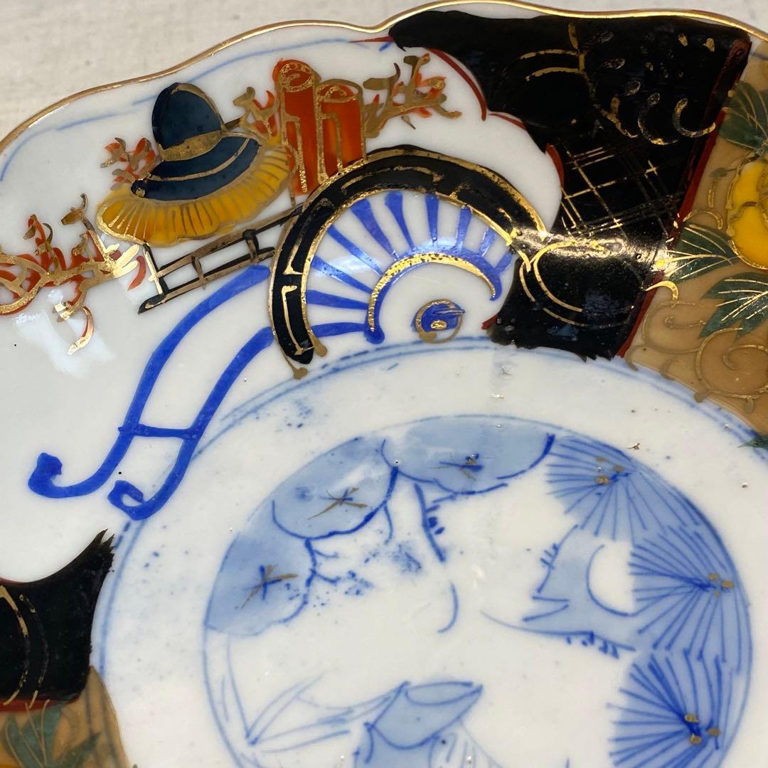 大聖寺伊万里　伊万里　古伊万里　なます皿　色絵　金襴手　松竹梅　花の図　2客