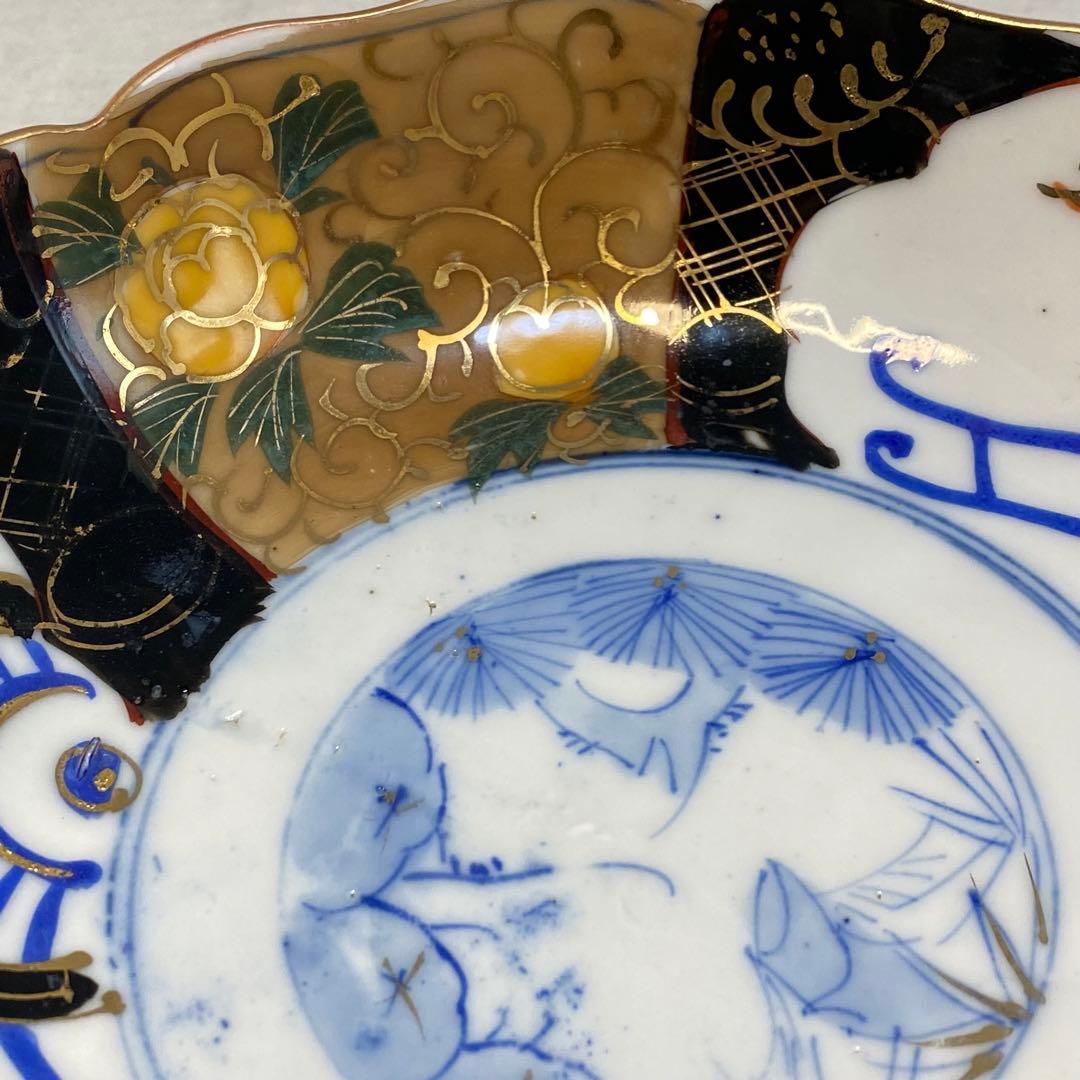 大聖寺伊万里　伊万里　古伊万里　なます皿　色絵　金襴手　松竹梅　花の図　2客