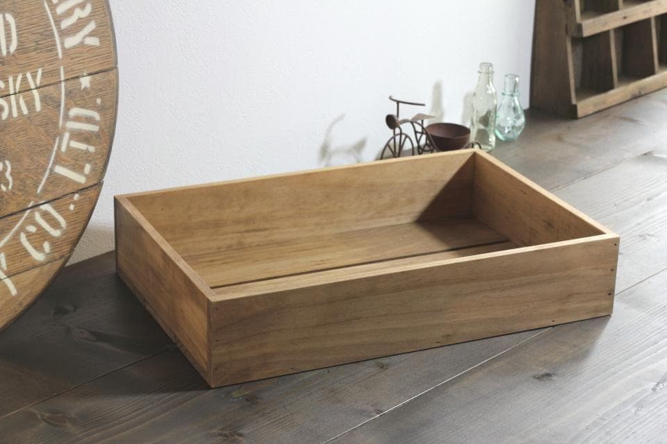 マルシェ傾斜ディスプレイ完成セット（傾斜台と木箱のセット）（ナチュラルブラウン）