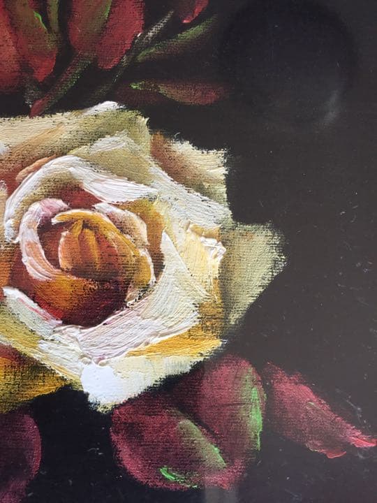 油絵 納屋修平 真作 バラ