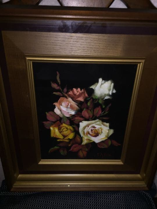 油絵 納屋修平 真作 バラ