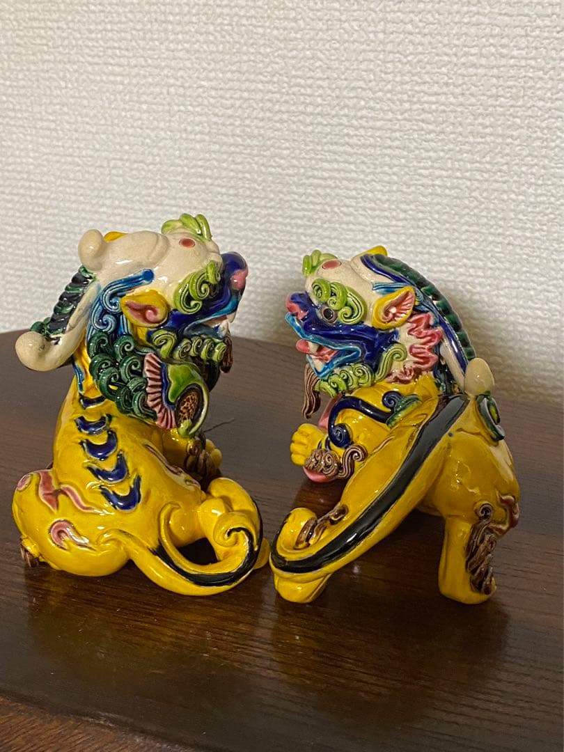 中国台灣宝石釉 貔貅獅子 招財魔除け 緣起物 箱付 希少品