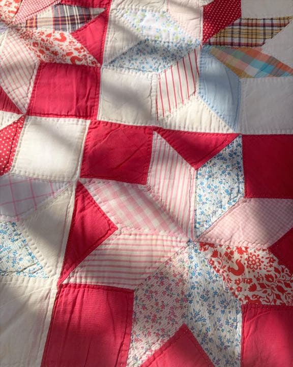 アンティーク　パッチワーク　キルト  フィードサック　美品