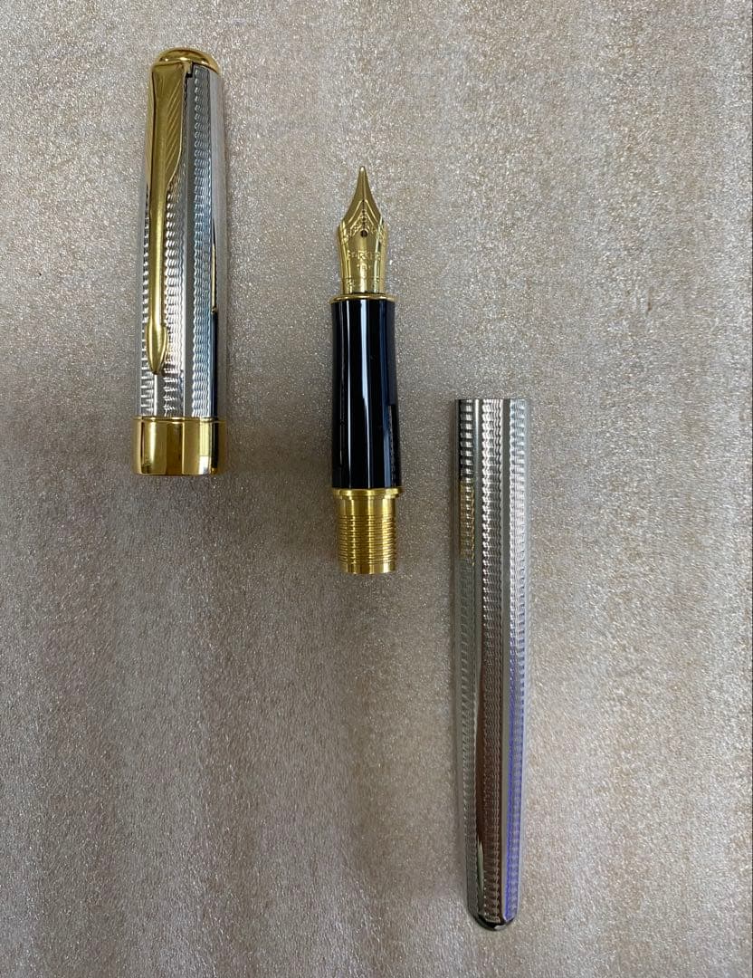 シルバーゴールド 万年筆 18金ペン先