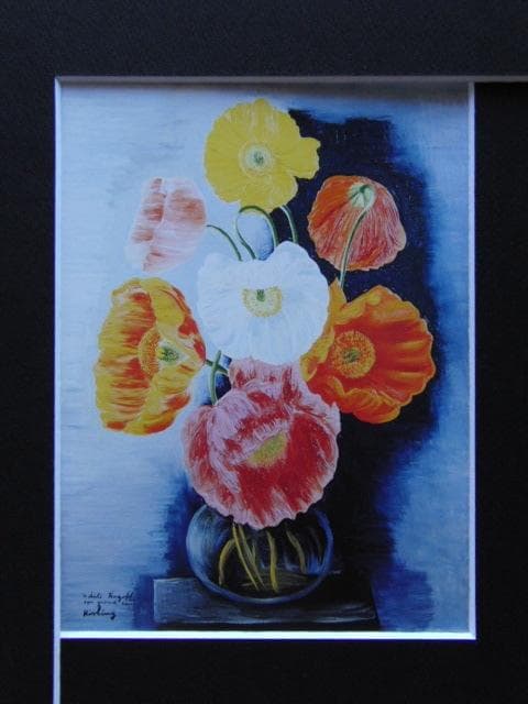 モイズ・キスリング、【ケシの花】、希少な画集画、新品高級額 額装付