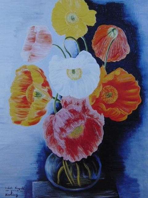 モイズ・キスリング、【ケシの花】、希少な画集画、新品高級額 額装付