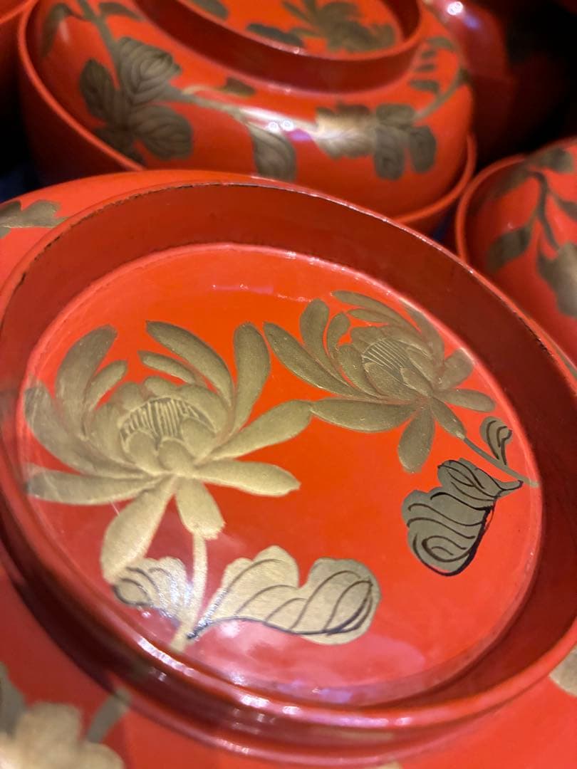 漆器　菓子椀　10客　大正期　蒔絵　木箱付　傷み無し