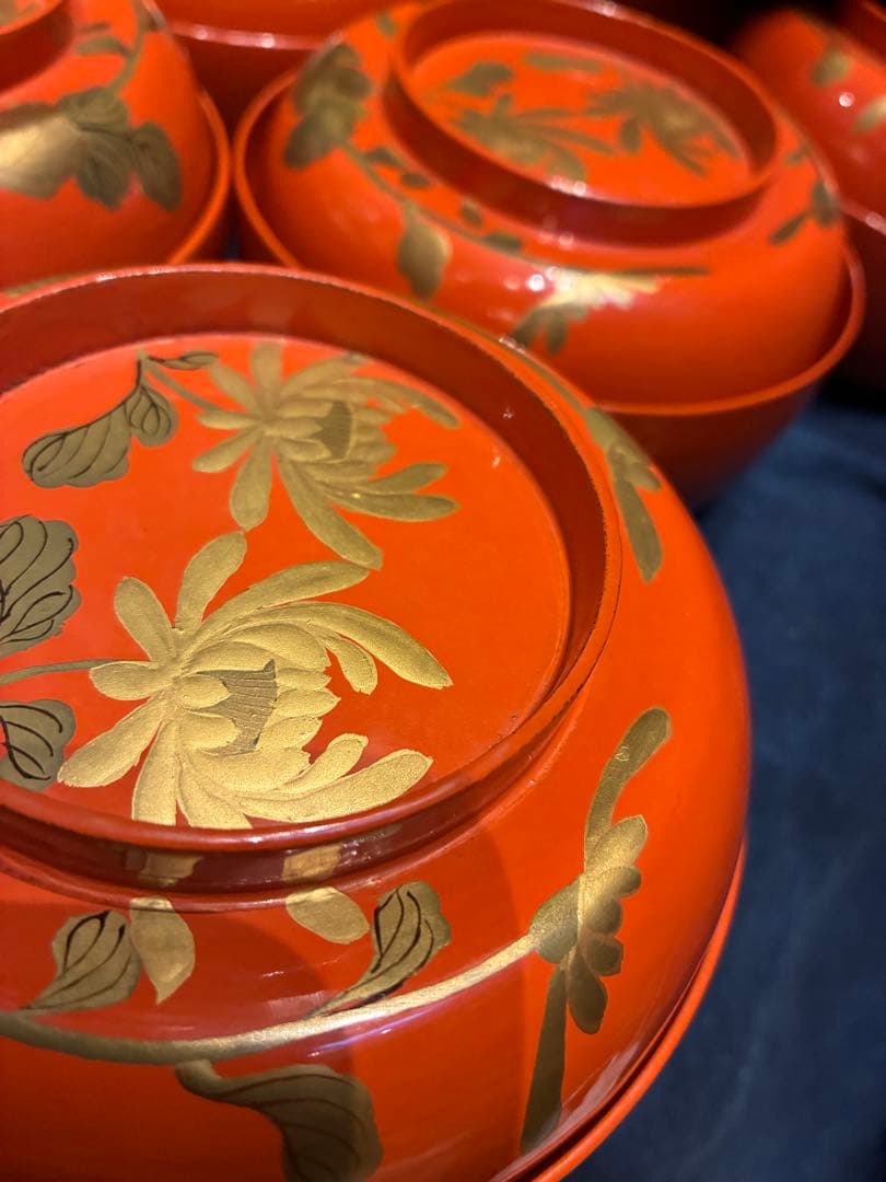 漆器　菓子椀　10客　大正期　蒔絵　木箱付　傷み無し