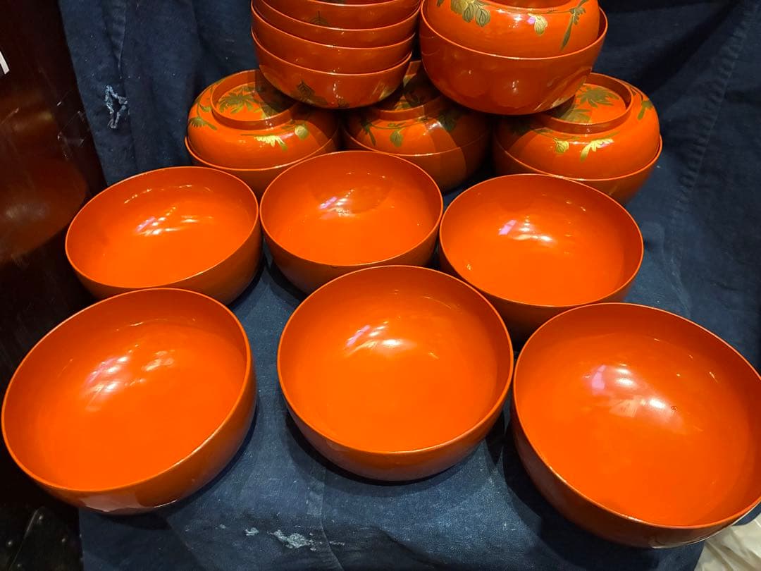 漆器　菓子椀　10客　大正期　蒔絵　木箱付　傷み無し