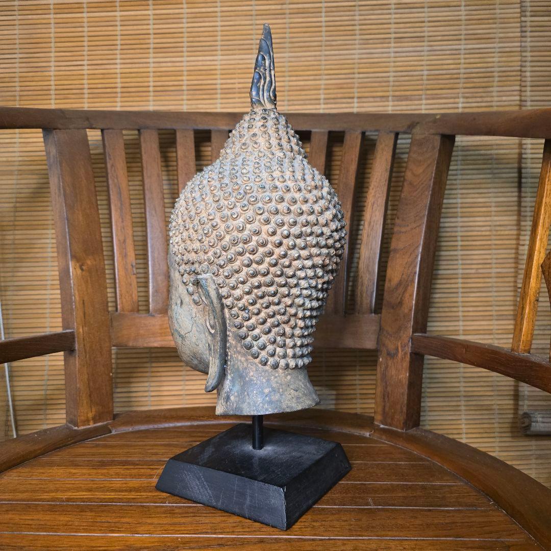 仏頭　レプリカ　タイ　スコータイ　金属製 40cm