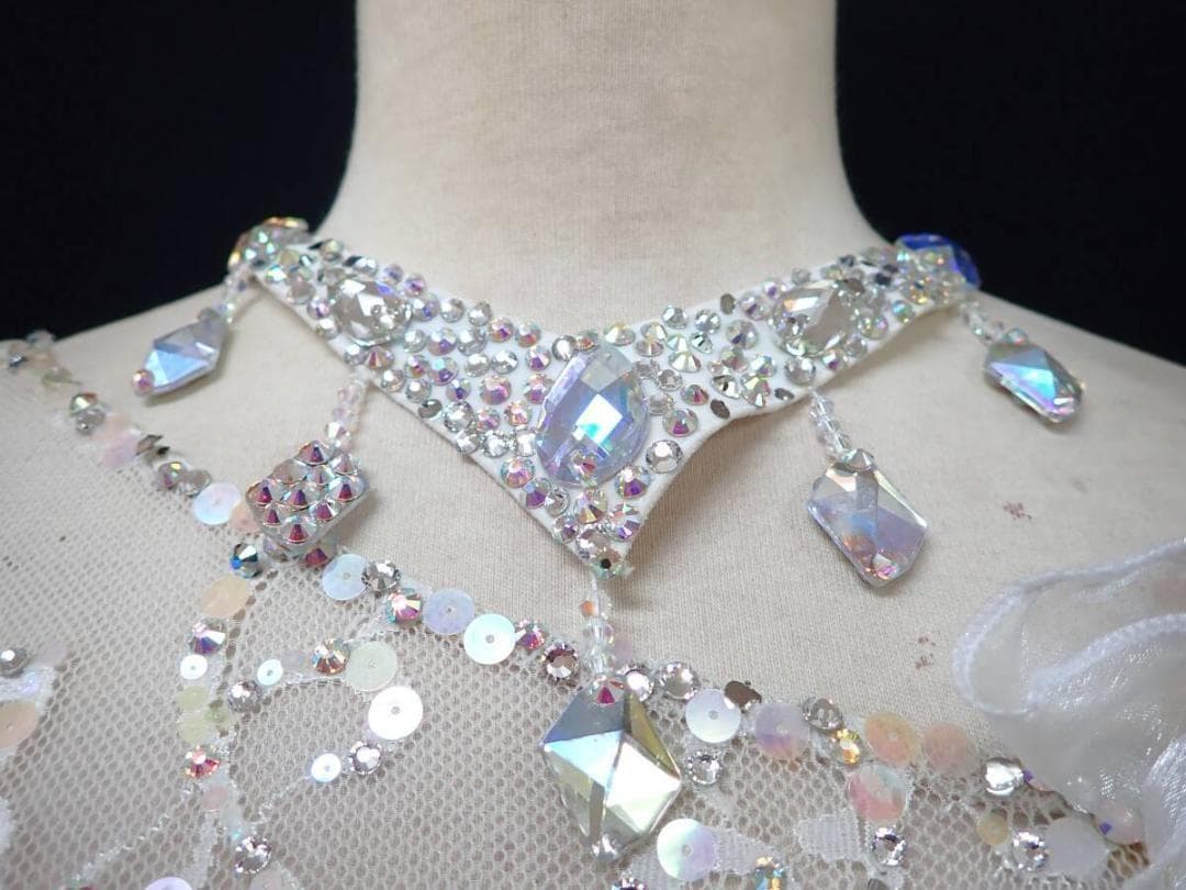 6360★タカダンス★オフ白×黄緑/レース/スタンダードドレス☆社交ダンス