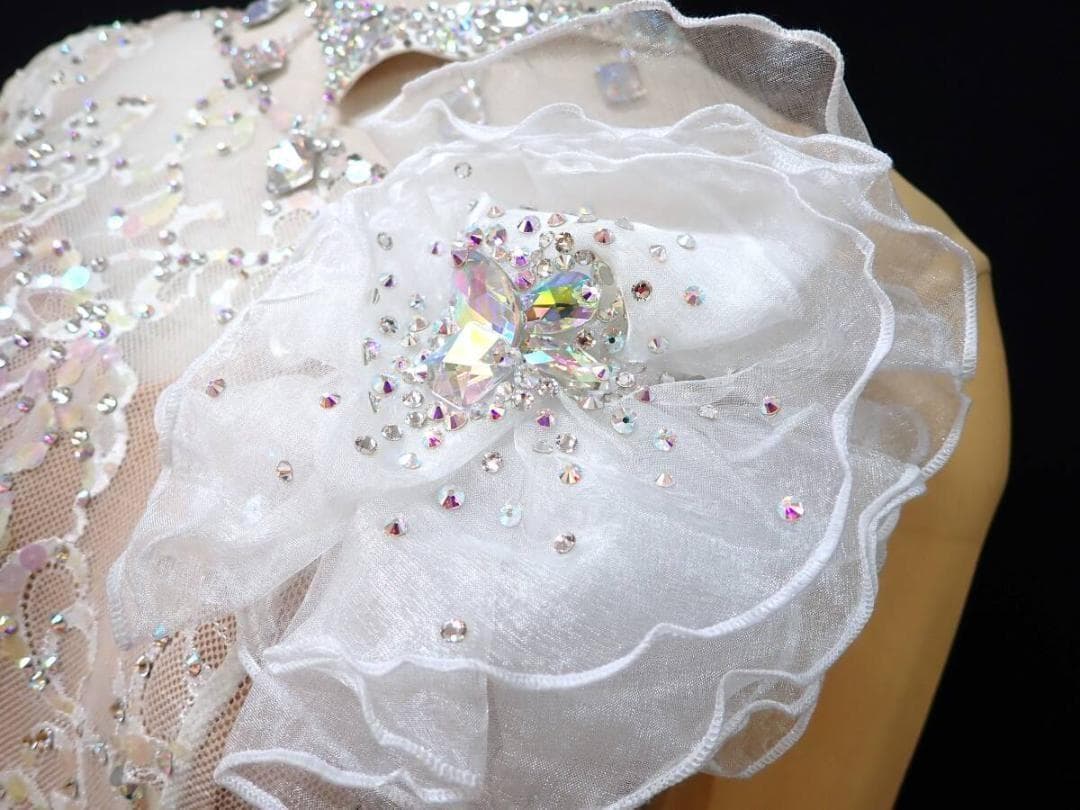 6360★タカダンス★オフ白×黄緑/レース/スタンダードドレス☆社交ダンス