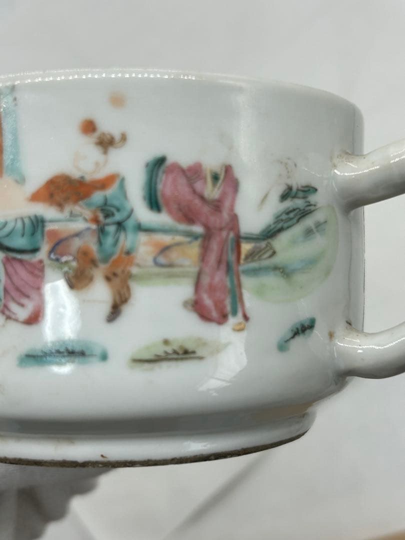 中国　清時代　粉彩人物紋急須　同治年製　送料込み1213