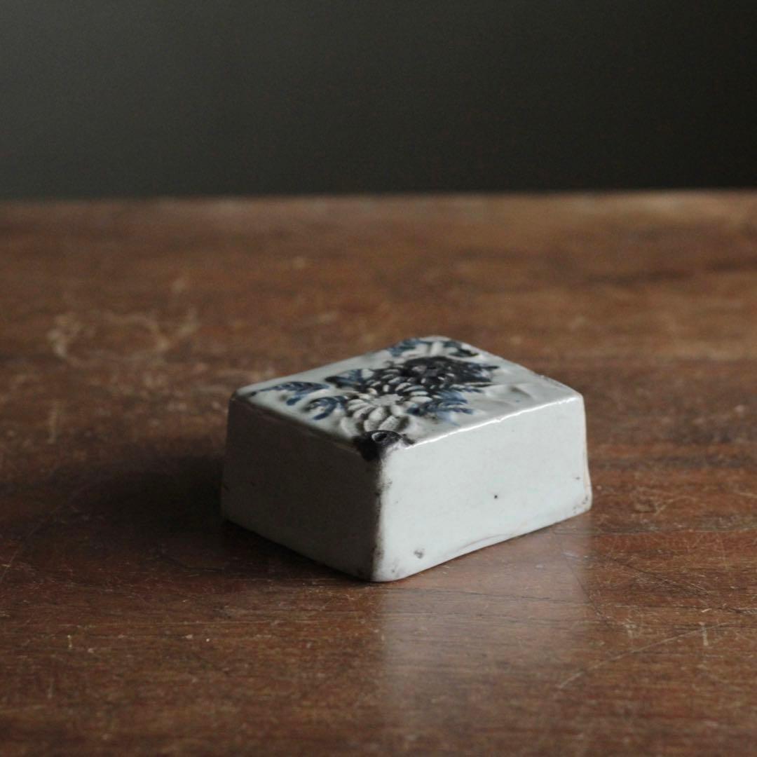 瀬戸 陽刻 角 水滴 大型 古道具 書道具 アンティーク