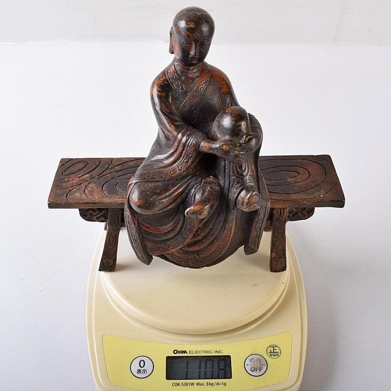 仏教美術　古銅　和尚像　僧侶像　人物像　置物　仏像　M　R8410