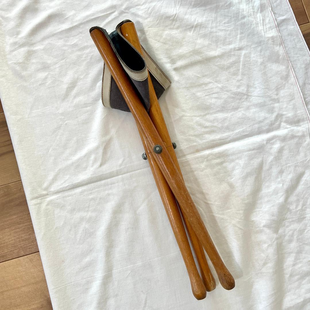 ハンティングチェア フランス製 ヴィンテージ レザースツール 折りたたみチェア