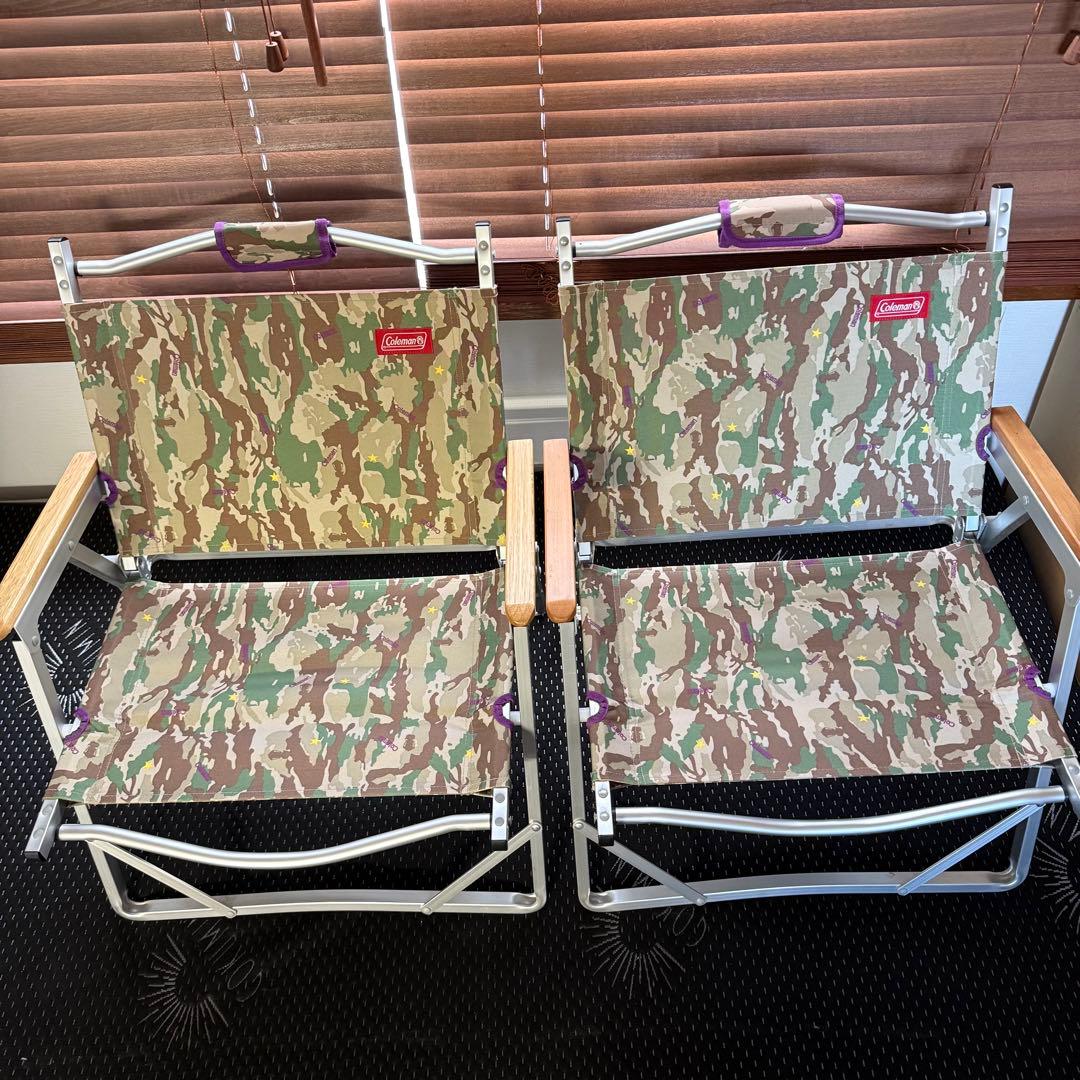 【美品】Coleman コンパクトフォールディングチェア　カモフラージュ　2脚