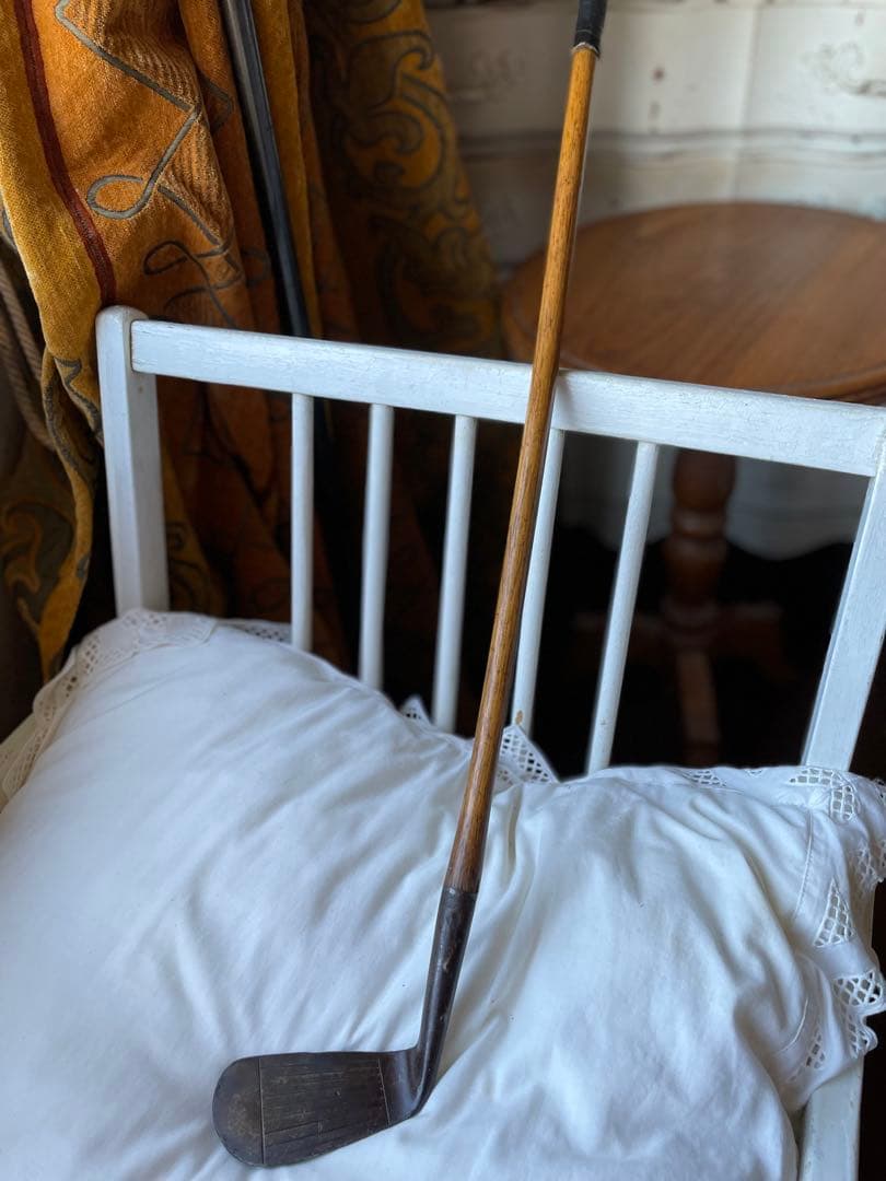 アンティーク　木製　ゴルフ　クラブ　ヒッコリー　アイアン　A　100年　アメリカ