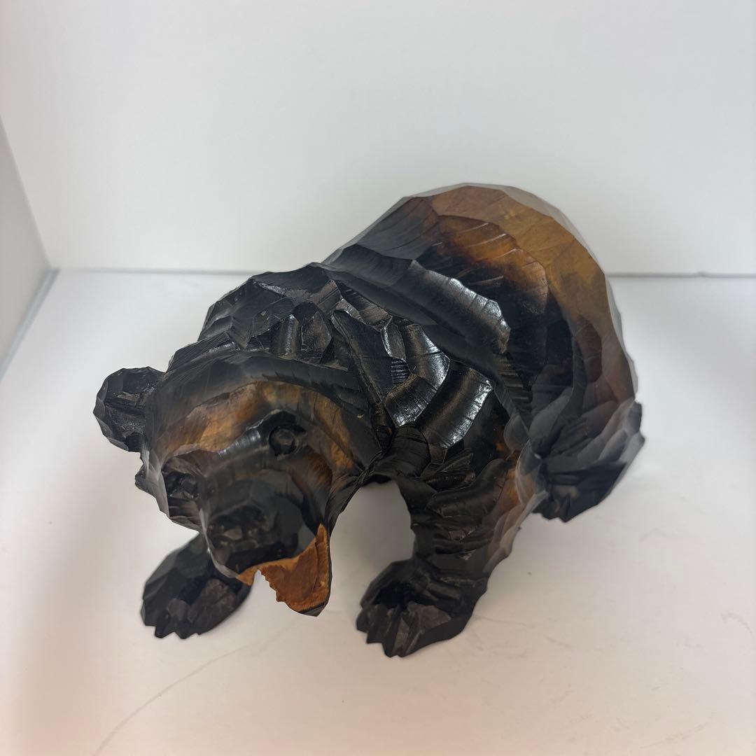 [美品] 木製　熊　貞光作　北海道八雲　￼木彫り　紙箱