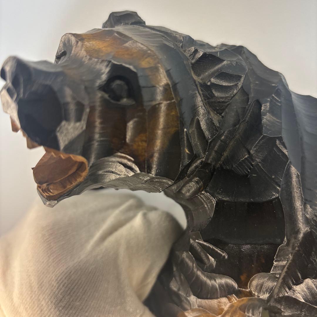 [美品] 木製　熊　貞光作　北海道八雲　￼木彫り　紙箱