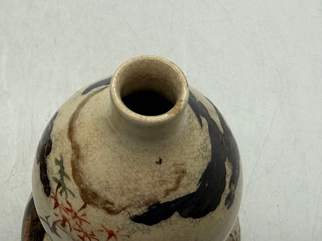 時代　仁清作　色絵金銀彩瓢箪型花車紋　共箱　茶道具　送料込み260122