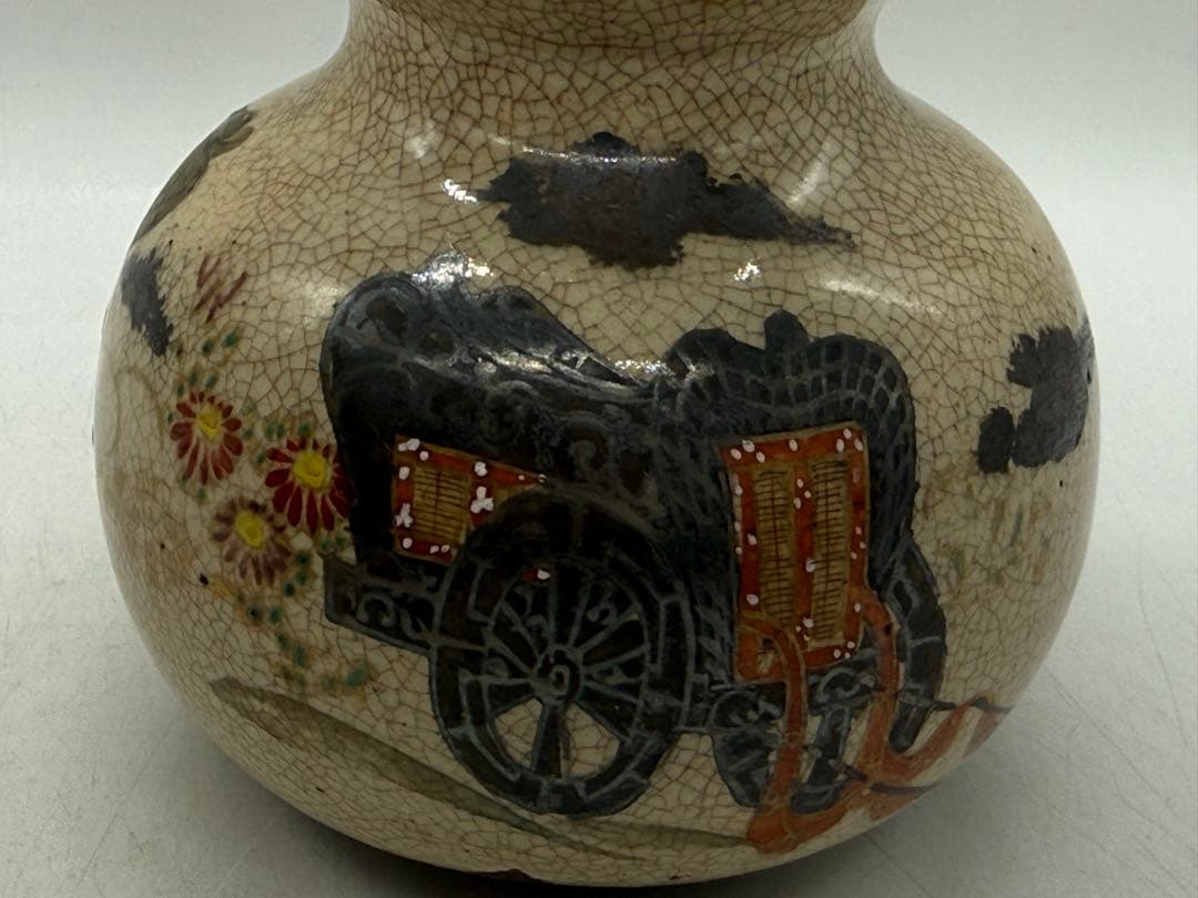 時代　仁清作　色絵金銀彩瓢箪型花車紋　共箱　茶道具　送料込み260122