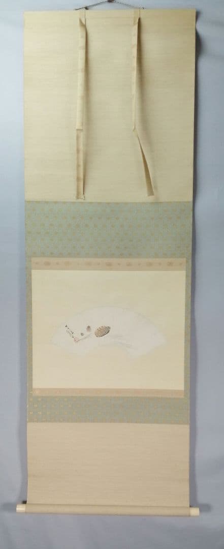 【茶道具】森寛斎筆　百山識 『亀の図』　扇面　茶掛　C12