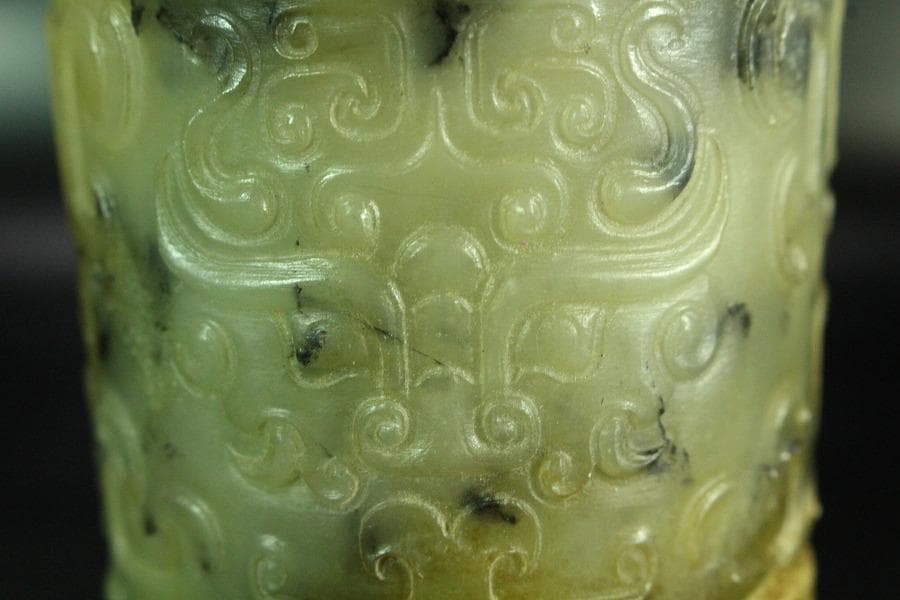 中国美術 砡石 刻 饕餮紋 杯 三件 コレクター蔵品(K-YC541)