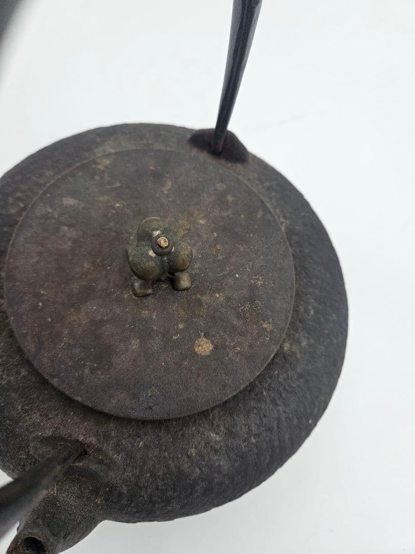 龍文堂 福壽紋荒肌姥口鉄瓶 茶道具 急須薬缶 湯沸 古美術品
